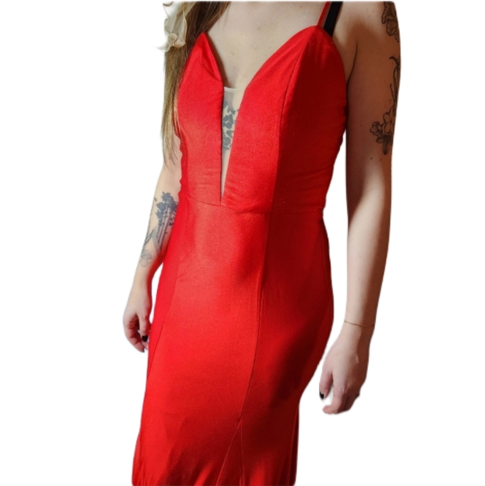 Elegant Red Sleeveless Dress‎ mermaid style stretchy